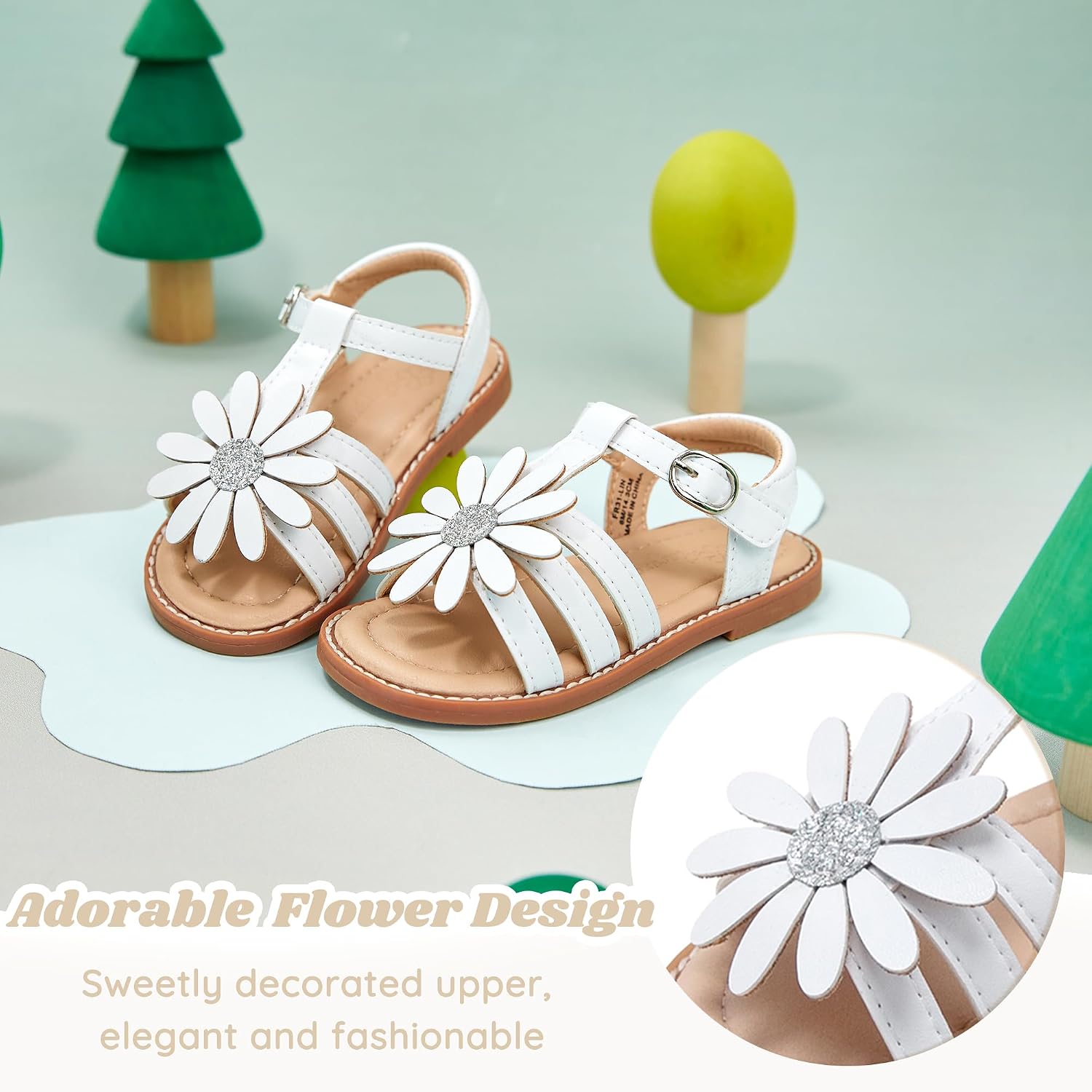 Flaryzone Girls Sandals Summer Flats Dress Sandals Shoes Toddler/Little Kid