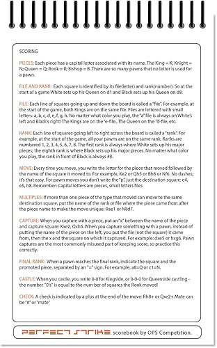 Miniatura 7 de Libro de puntuaciones de ajedrez Perfect Strike con reglas e instrucciones de puntuación. Resistente. Calidad de competencia. (5.5" x 8.5") (100