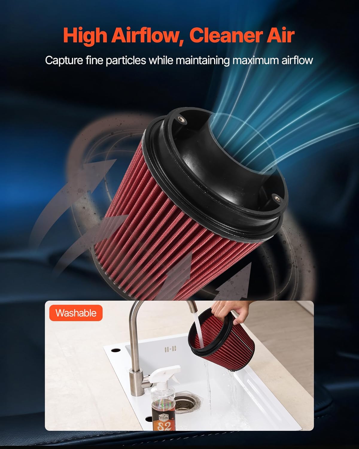 VEVOR Cold Air Intake, 3.5 Inch Cold Air Intake System + Heat Shield Compatible with 2009-2013 Chevy Silverado/GMC Sierra 1500 4.8L/5.3L/6.2L, High Flow Filter Kit Improve Horsepower/Throttle Response