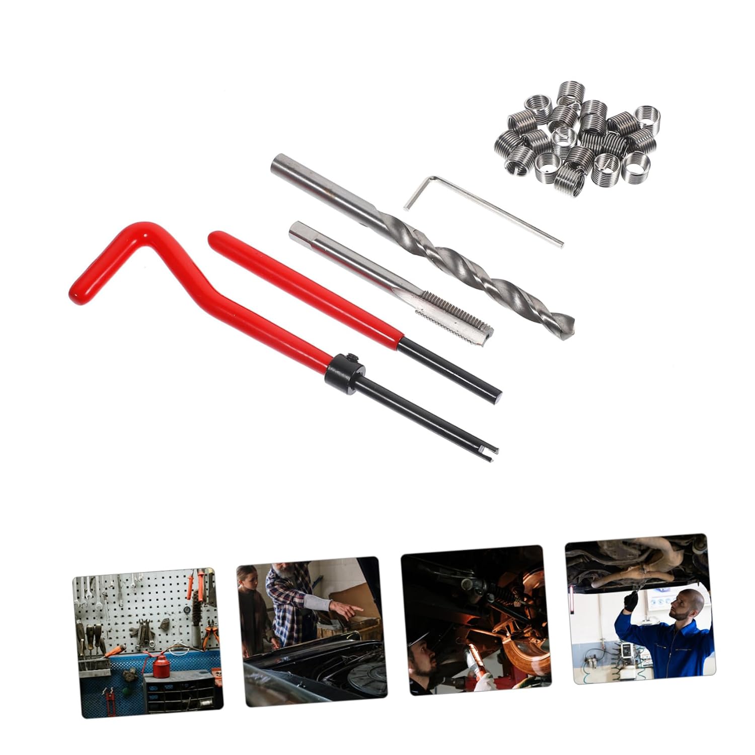 Alipis Thread Repair Kit 25 Thread Inserts M7 Size Helicoil Tool Easy to Use for Wood Metal