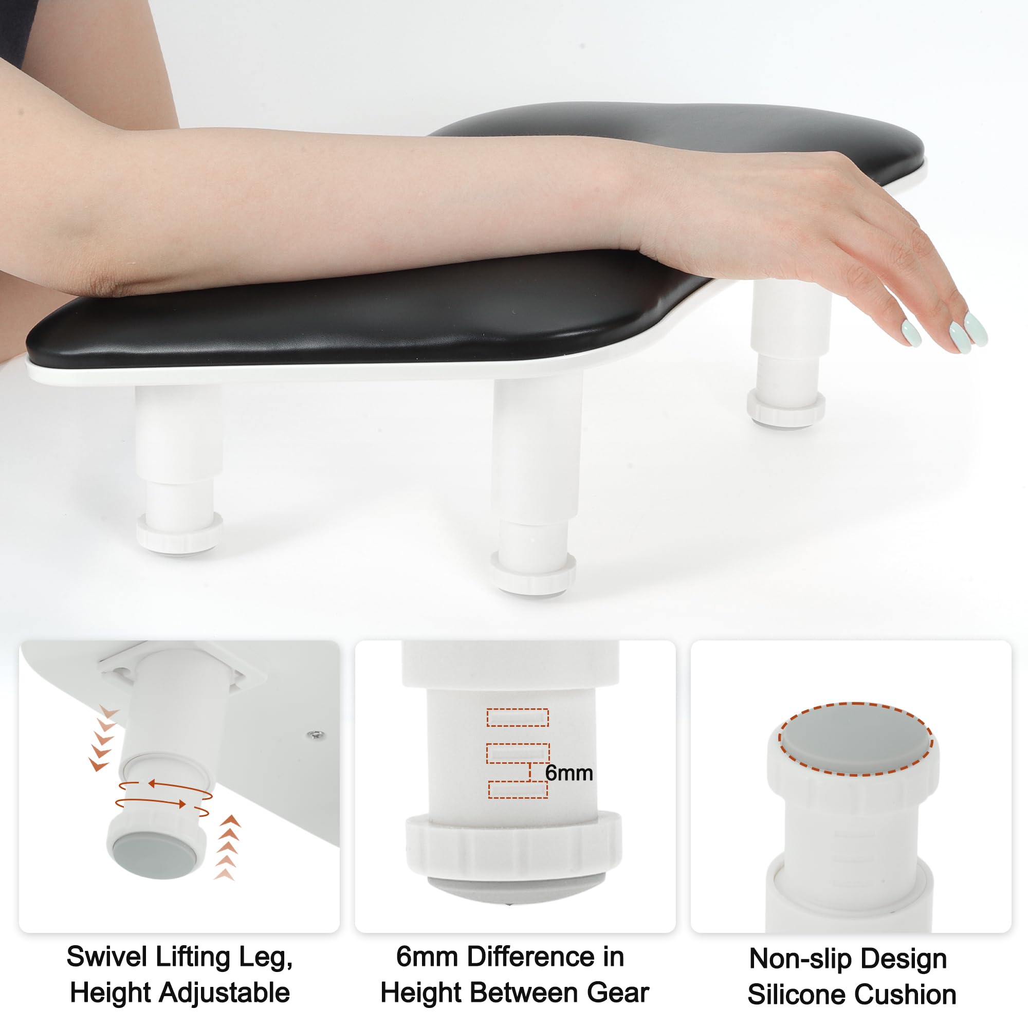 VOCOSTE Nail Arm Rest with Height Adjustment, U Shaped Manicure Hand Rest - Image 2