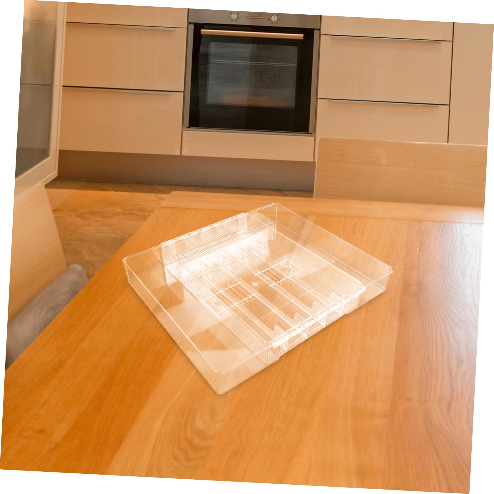 Housoutil Ausziehbarer Acryl Besteckkasten mit Fächern Küchen und Schubladenorganizer Transparenter Utensilienhalter für Küche Bad und Büro