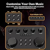 Vista 8 de Altavoz portátil de karaoke Bluetooth con 2 micrófonos inalámbricos, luces RGB, ajuste de agudos y graves, efectos de voz, entrada