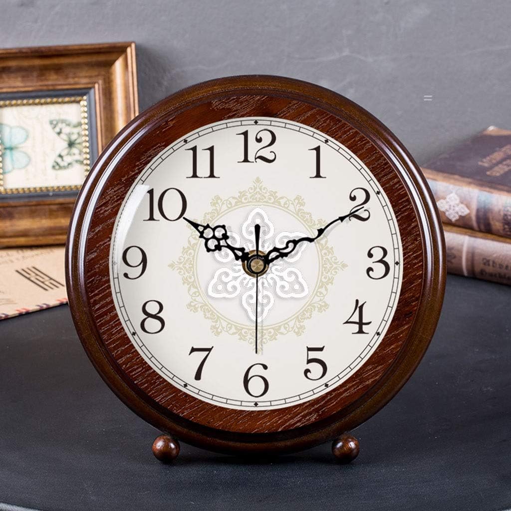 Retro Desk Clock Retro Table Clock/Deskclock -European Solid Wood Clock Simple Living Room Silent Table Clock Modern Bedroom Creative Pendulum Clock Table Clock (Size : 18.5 * 24cm/10in)