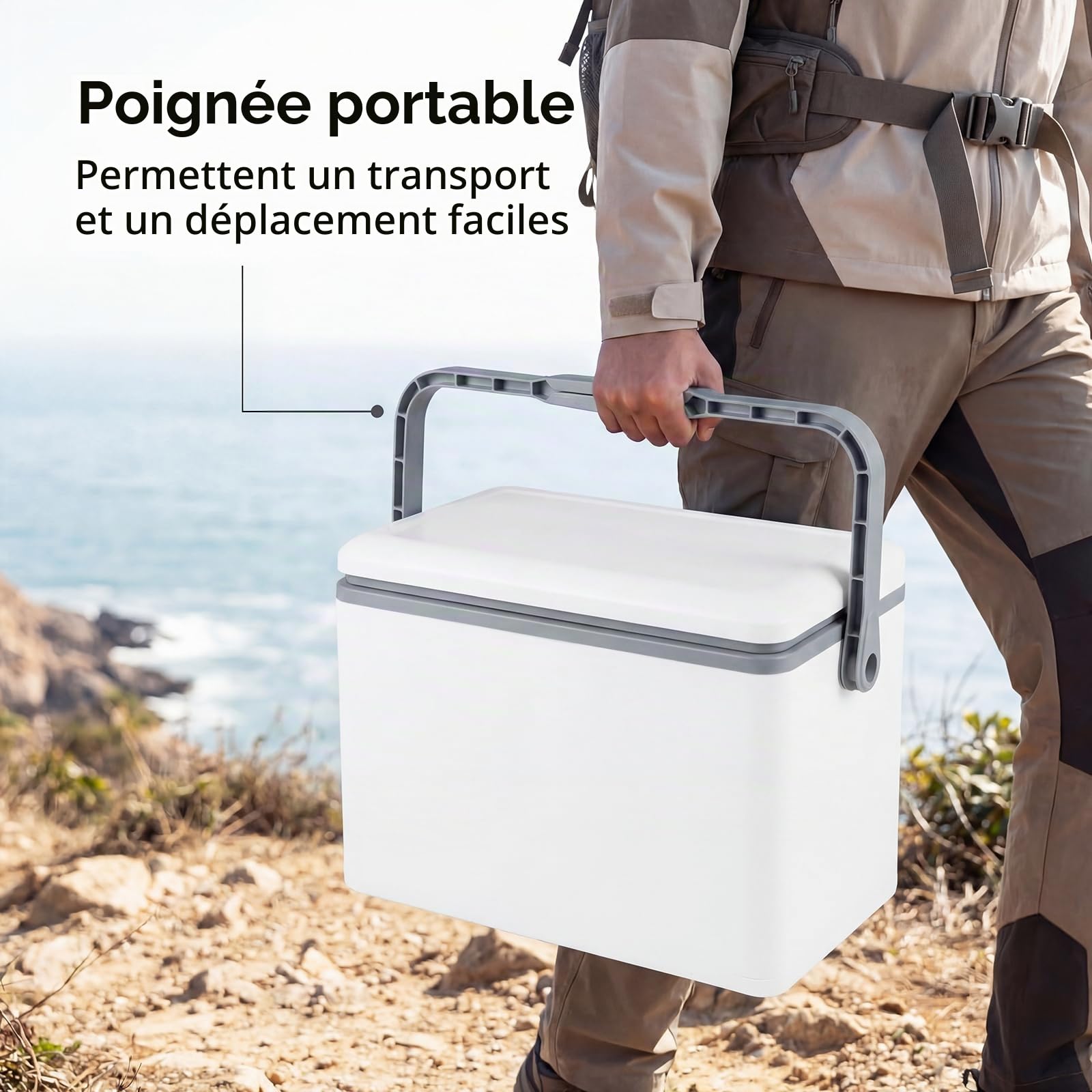 LIFEZEAL Glacière Portable Isolée 12 L, Glacière Rigide Moulée par Injection avec Poignée Ergonomique, Glacière Étanche Conservation de la Glace 3 Jours, pour Camping, Pêche, Plein Air