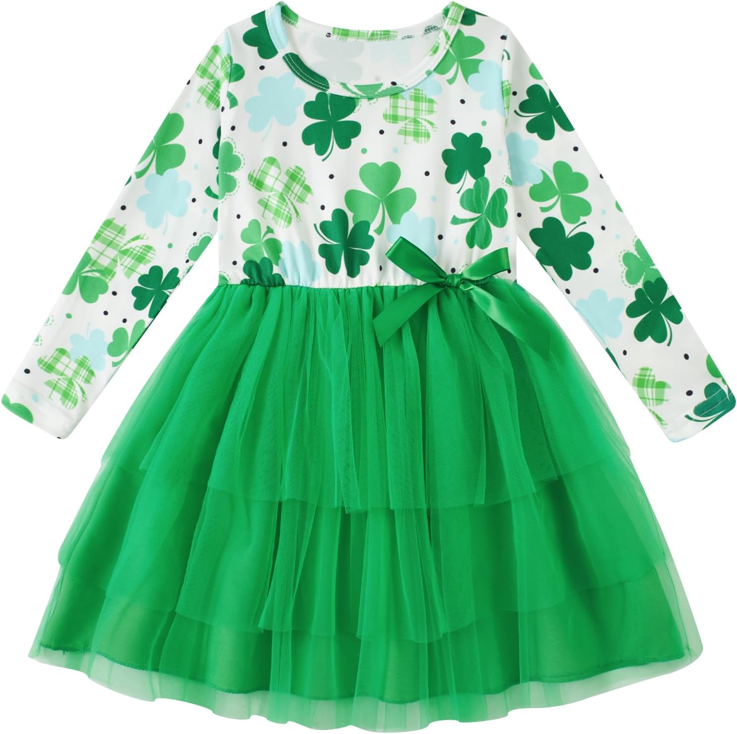 Vieille Toddler Girls Valentine's Day Tulle Dress Long Sleeve Princess Party Tutu Dresses 2-6 Years