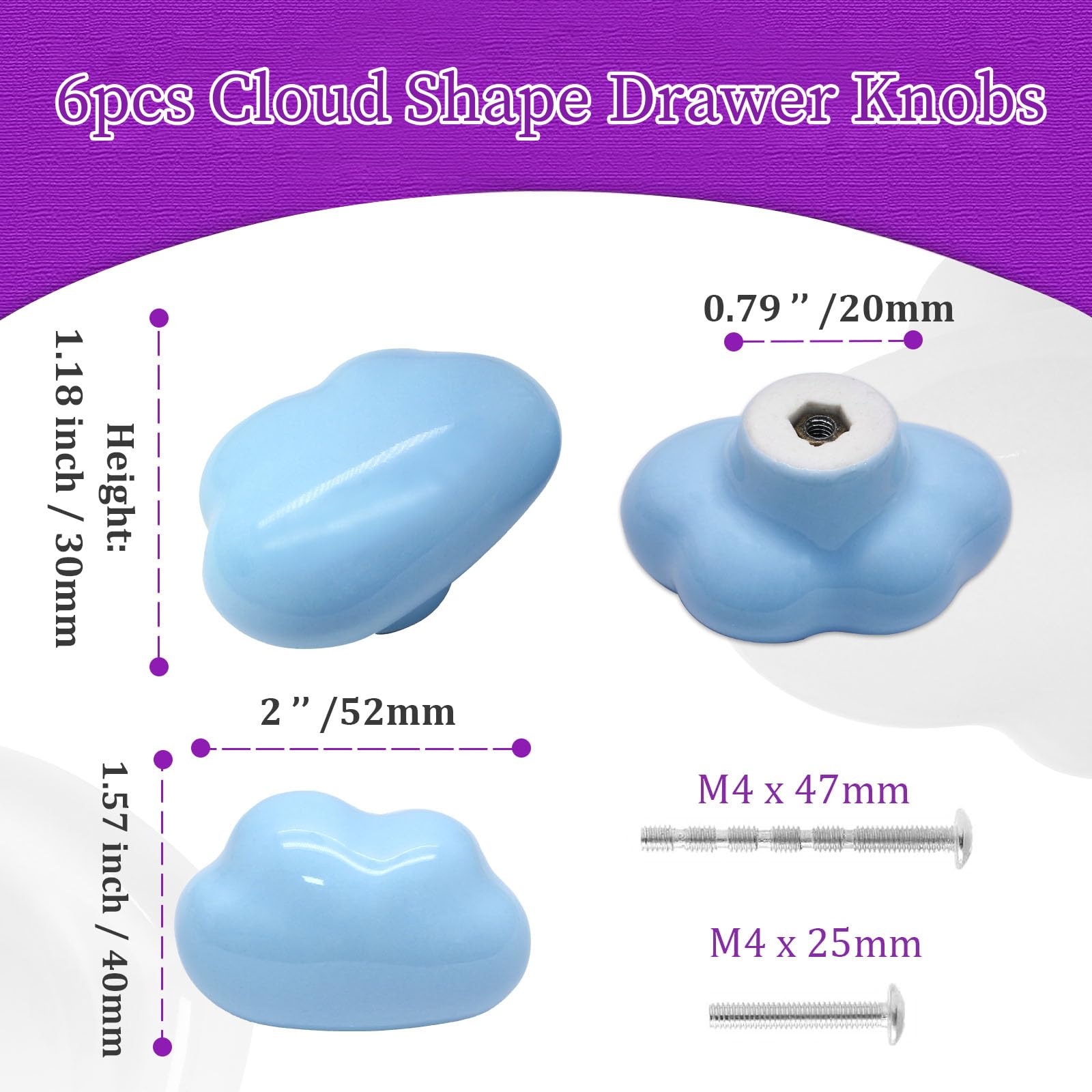 Lot De 6 Boutons De Porte Ronds Colorés En Céramique