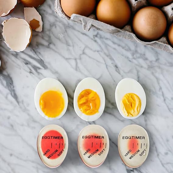 2 PCS x Egg Timer Heat Sensitive Egg Shaped Boiler Timer Egg Cooker Perfect Gadget Colour Changing Indicator For Soft Medium & Hard Boiled Eggs Safe Kitchen Aid Tool Gift Cooking Breakfast Home Use