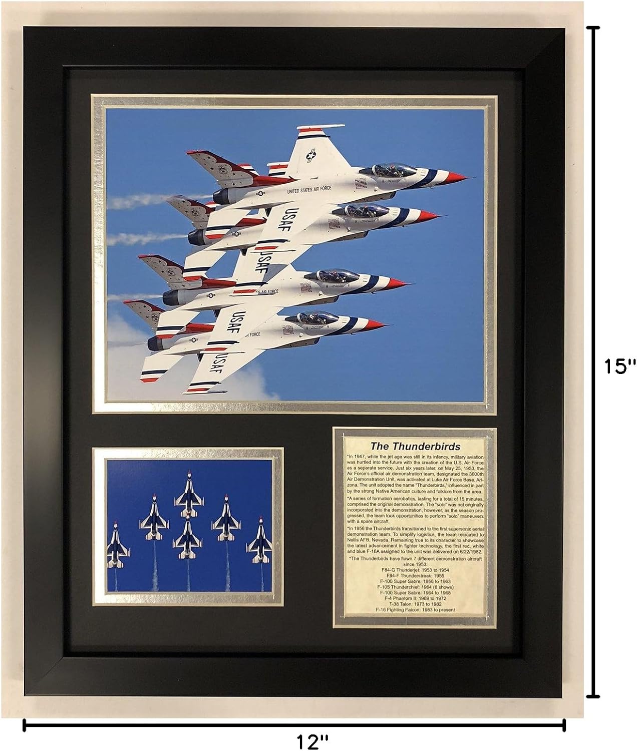 Legends Never Die US Air Force Thunderbirds Framed Double Matted Photos, 12" x 15", (14018U)