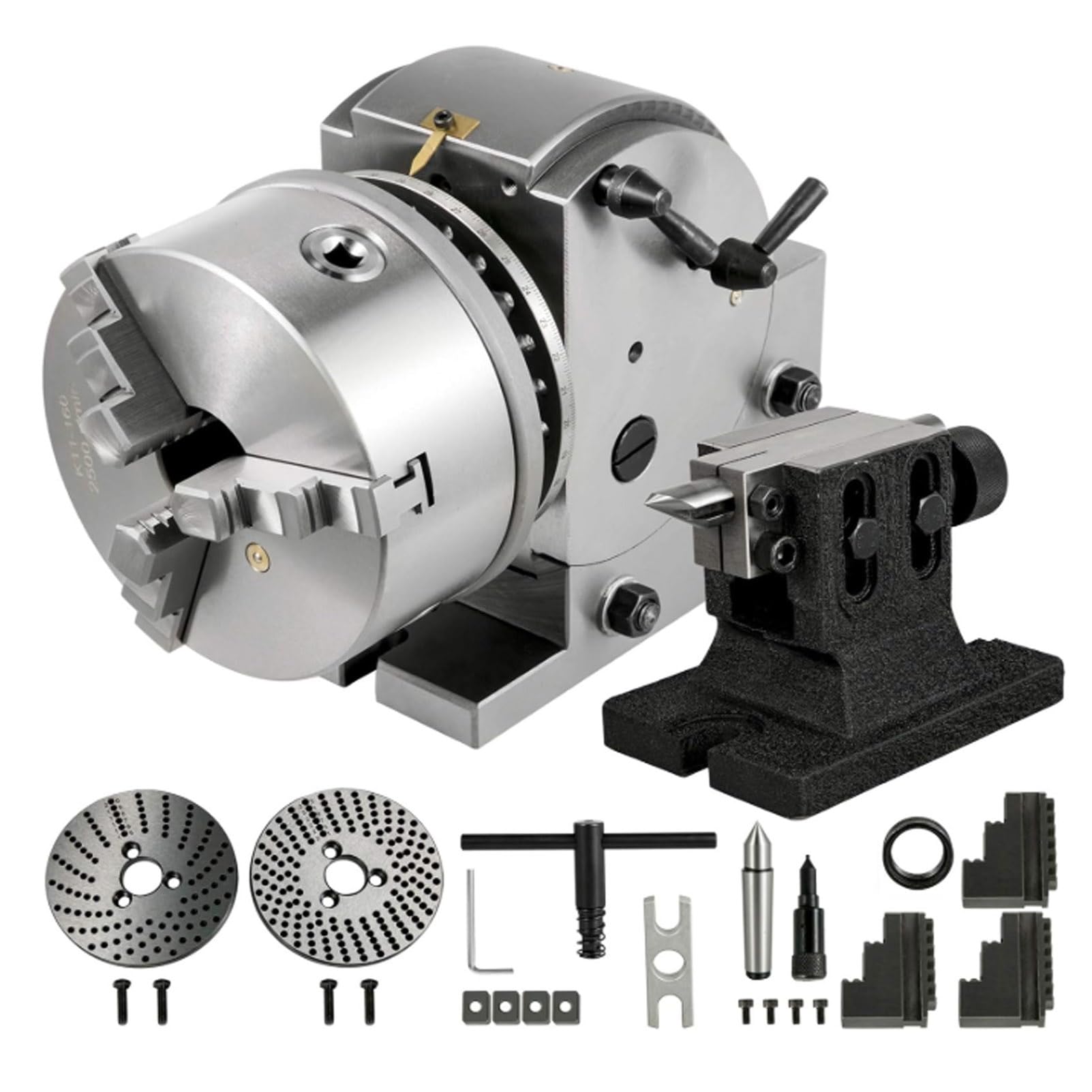 Tavola Rotante per fresatrici, Modello Orizzontale Verticale, tavola Rotante per fresatura di precisione, con mandrino a 3 Griffe, per Utensili di indicizzazione per fresatura 100mm/4in