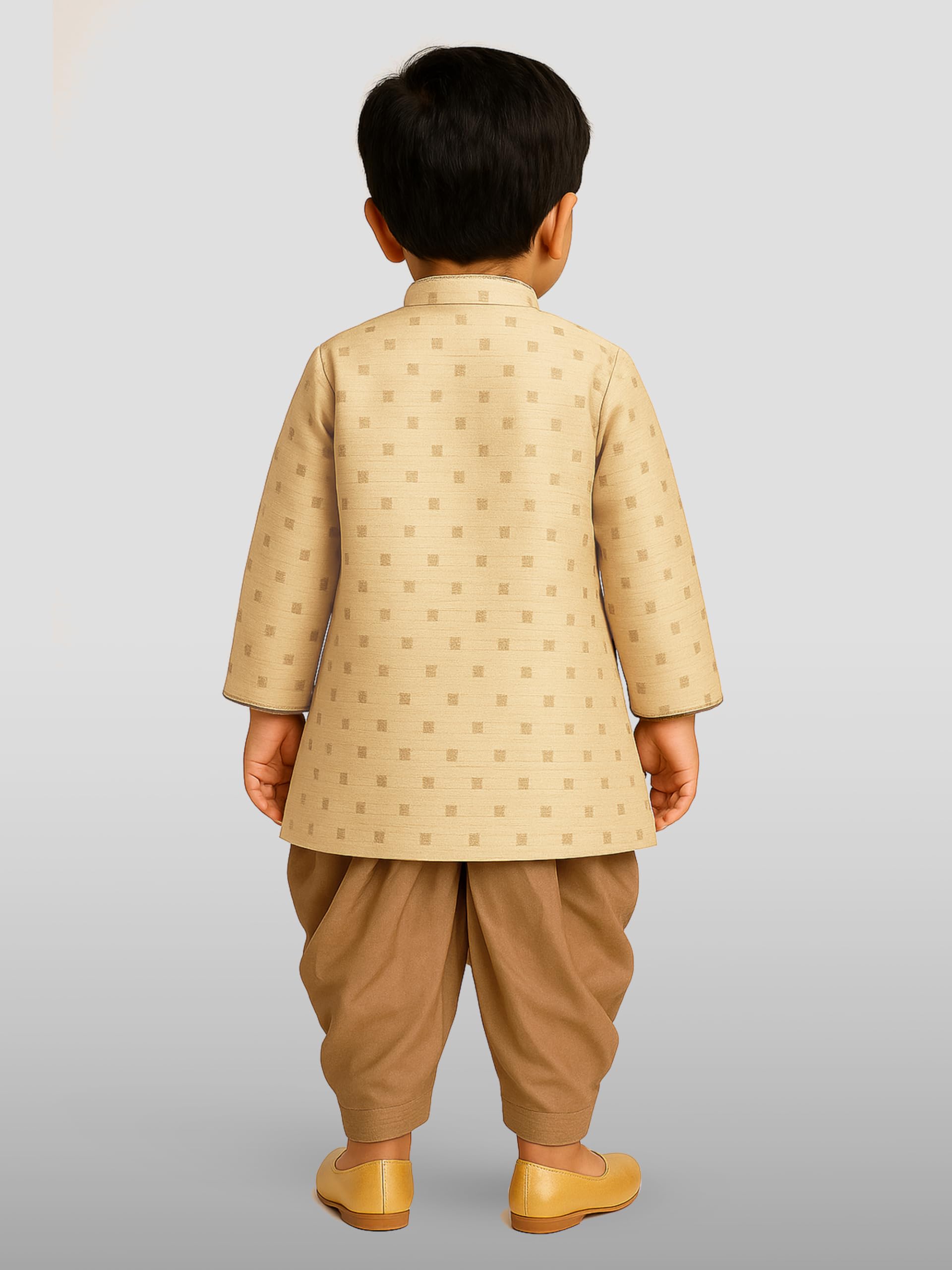 JBN Creation Zestaw spodni Kurta i Dhoti dla dzieci, mieszanka złota i jedwabiu (VASBK023GOnCDRG, 7-8 lat)