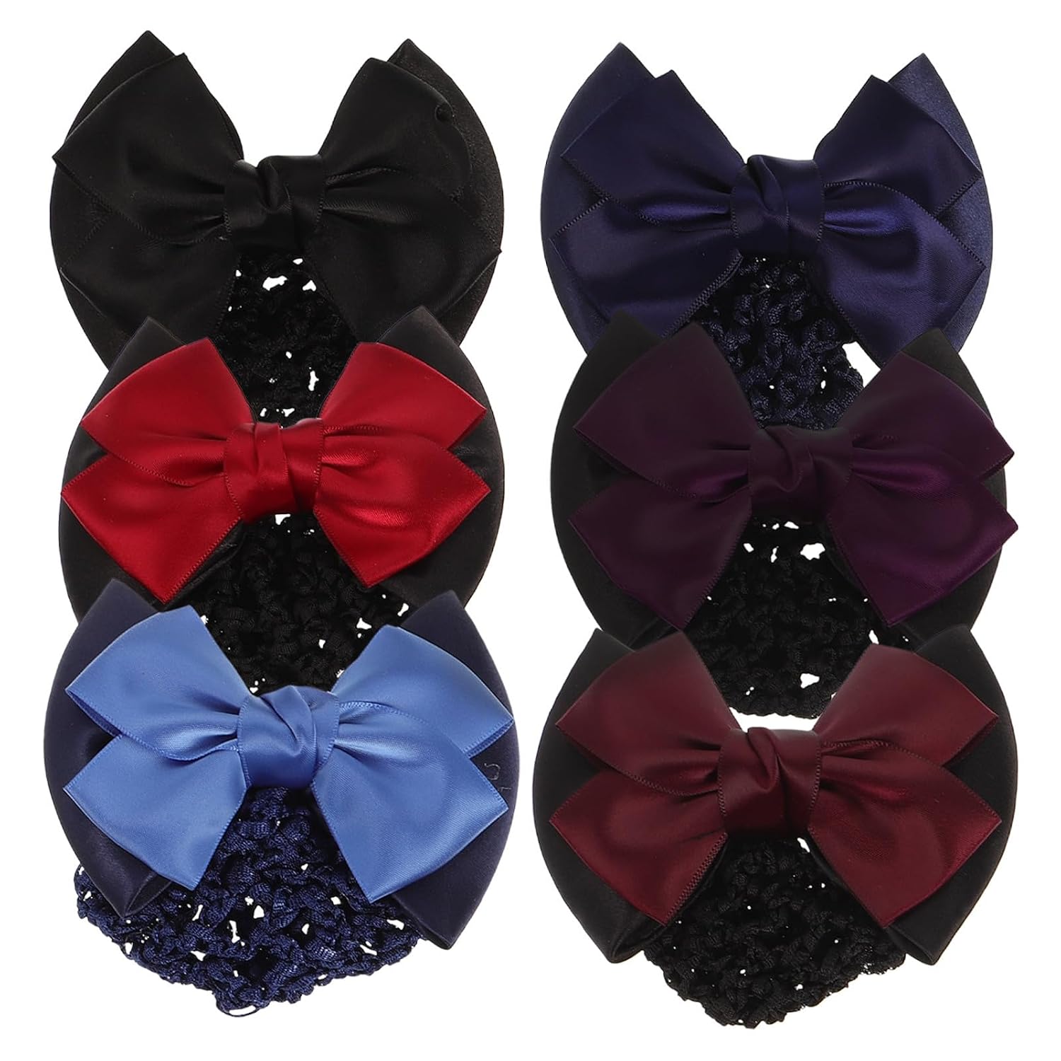 6pcs Women Bow Hair Net Snood Clip for Bun Ponytail, Elegant