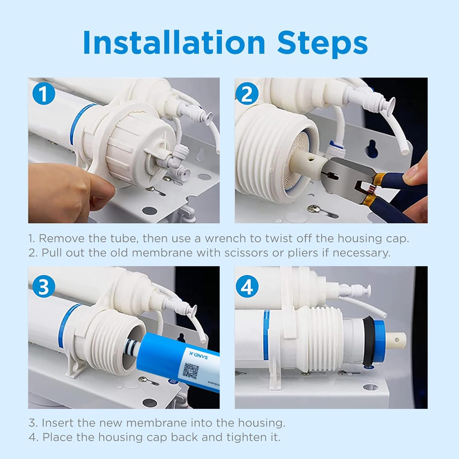 50 GPD RO Membrane Filter Replacement, 11.75" x 1.75" Reverse Osmosis Water Filter Membranes Replacement for Home Drinking Under Sink RO Water Filtration System, 2-Pack - Image 4