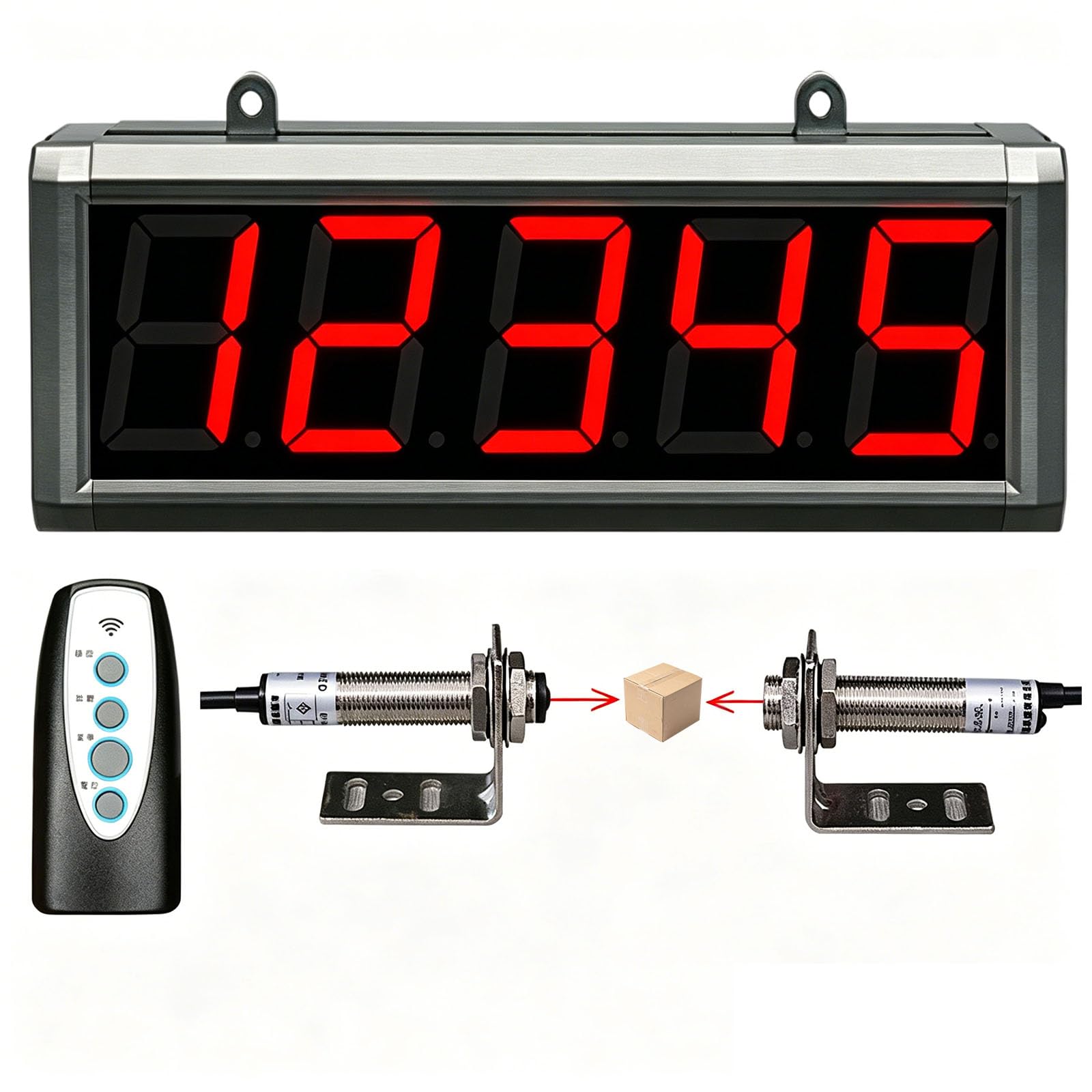 Enpvneer Large Digital Counter, Digital LED Counter Count Up To 99999, Sensor Distance 0-65.6FT, Power-Off Memory Function, For Conveyor Belts Automatic Counting