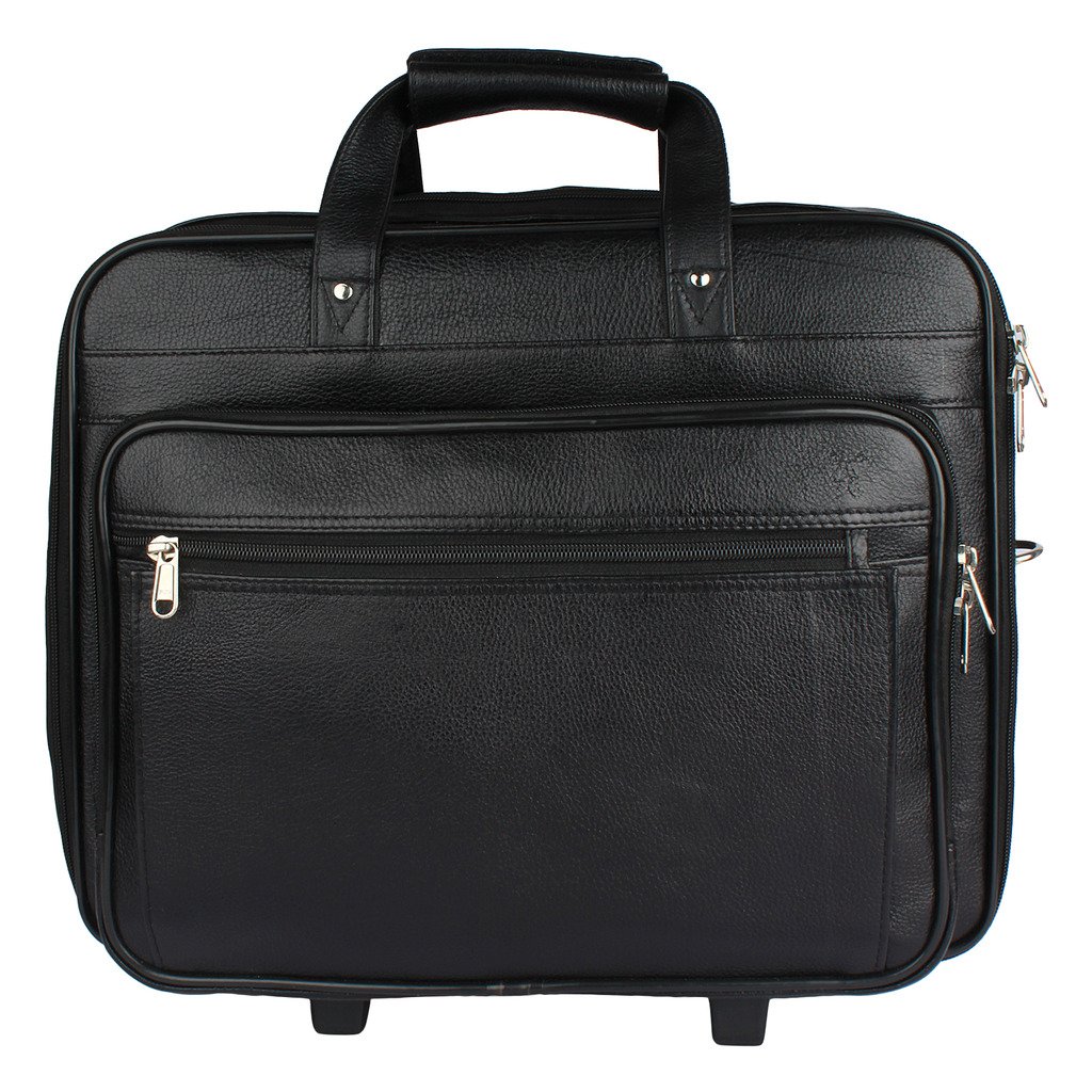 Mex Office Black Leather Laptop Trolley Bag Buy Mex Office Black
