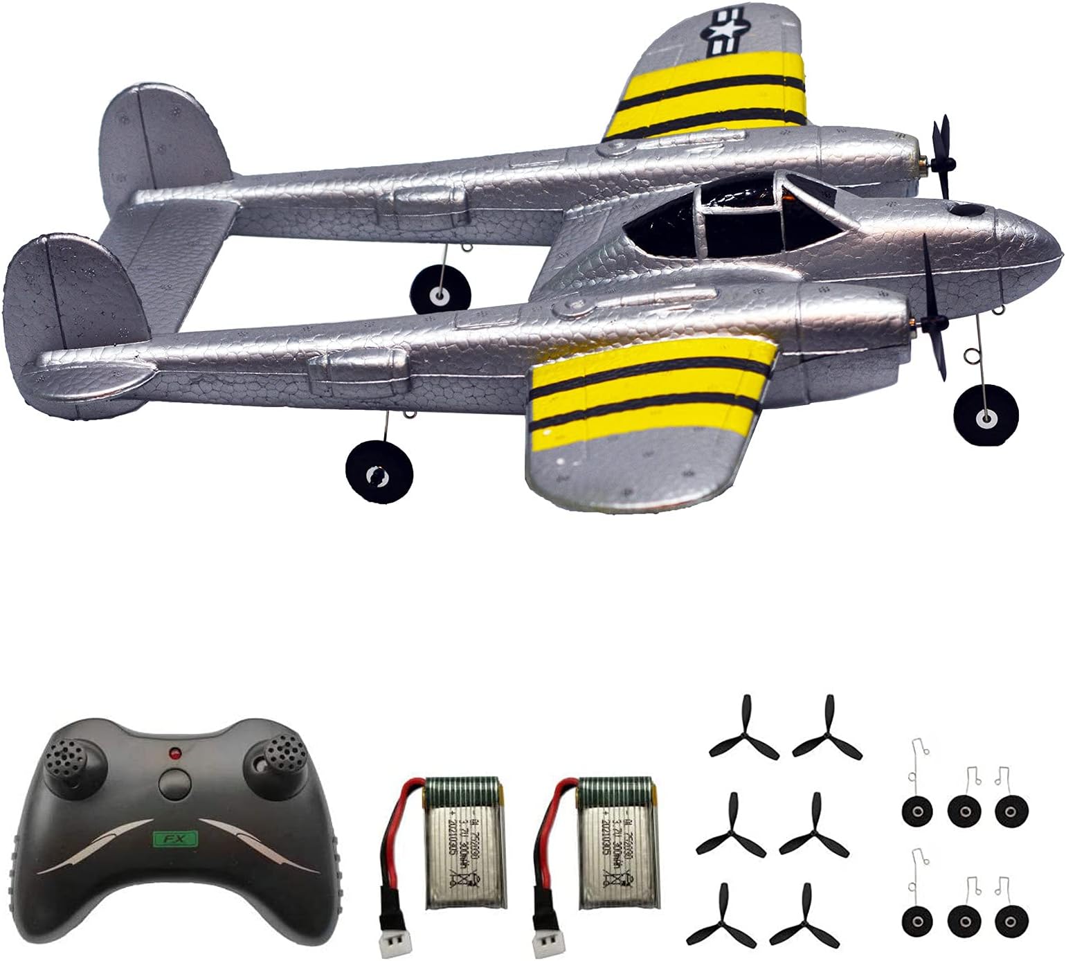 RC Plane Remote Control Airplane RTF 2.4GHz 2CH Radio Control P38 Lighting Aircraft for Beginner