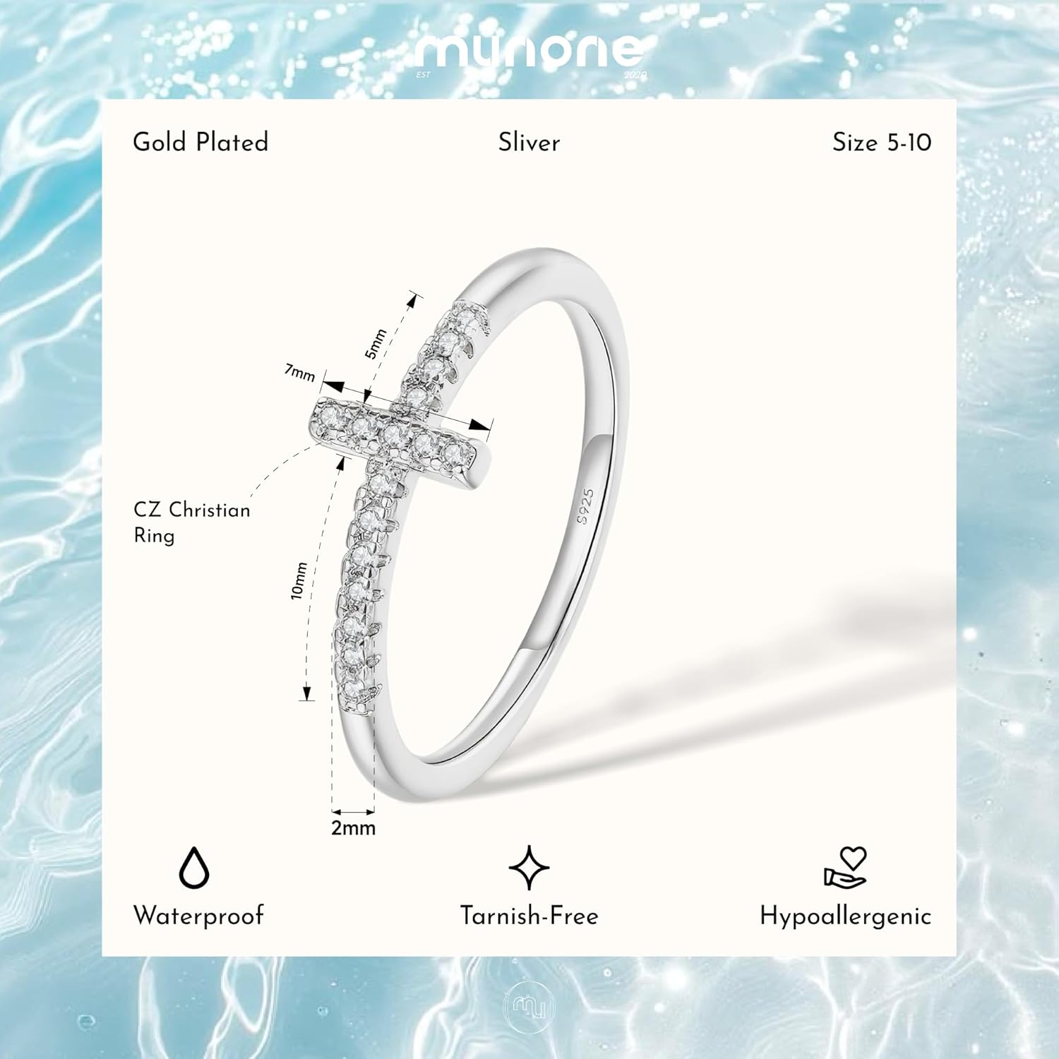 S925 Stering Silver Cross Christian Purity Ring for Women Men, Eternity Dainty Stackable Classic Fashion Band Rings - Image 2