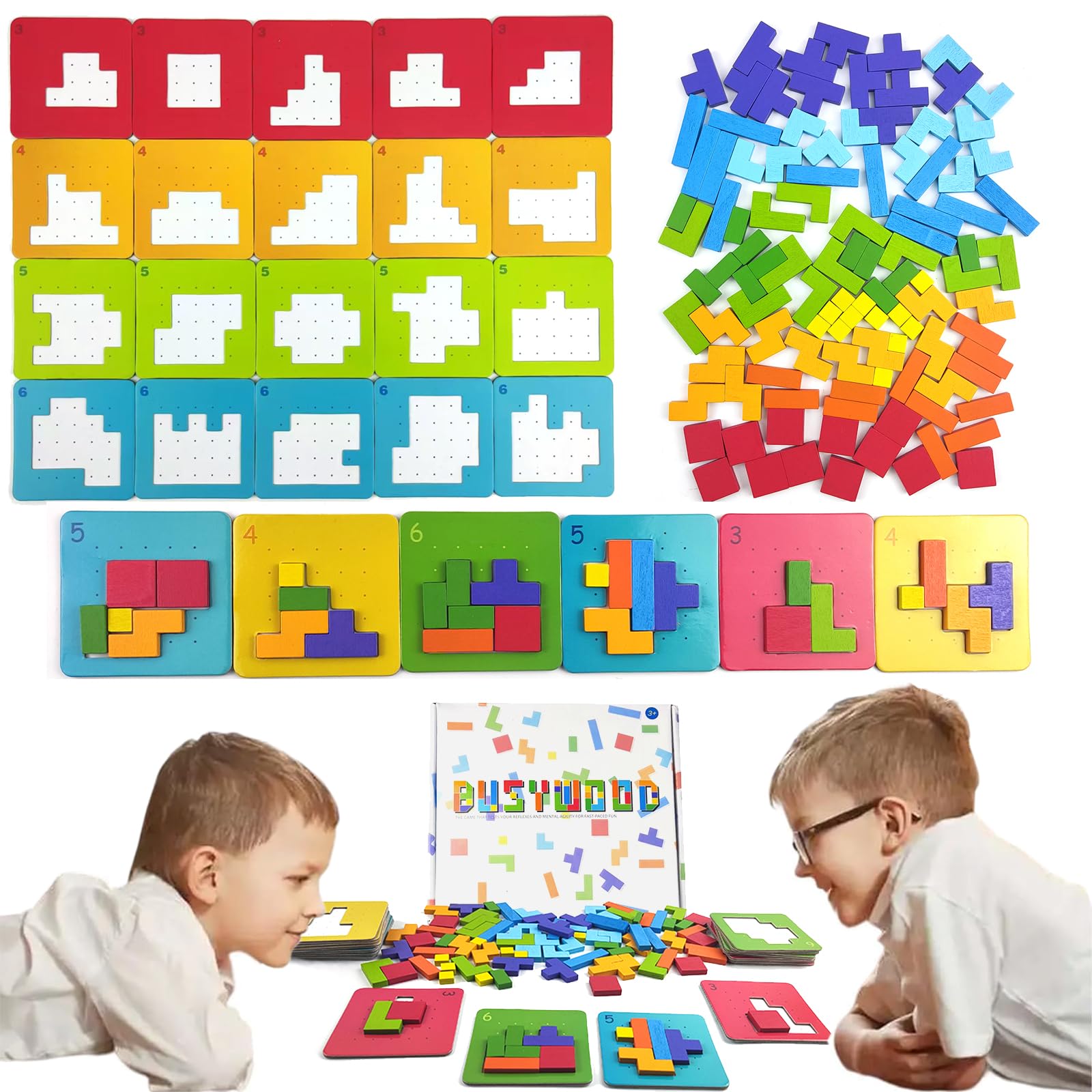 Jastown Tangram Legno,Tetris Gioco Per Bambini,Giochi Montessori 3 4 5 6 Anni,Puzzle Tetris Legno Bambini,Tetris Spiel,Blocco Di Legno Puzzle,Giochi Educativi 3 Anni,Motricità Fine,Battaglia Tetris