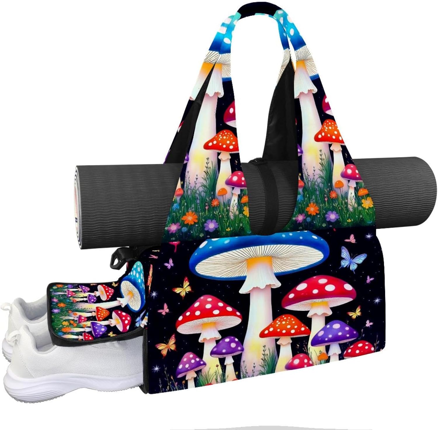 Yoga Mat Bag, Gym Workout Bag with Shoe Compartment, Giraffe Pilates Bag for Women, Quick Access Storage Yoga Tote Bag for Sports Travel Office
