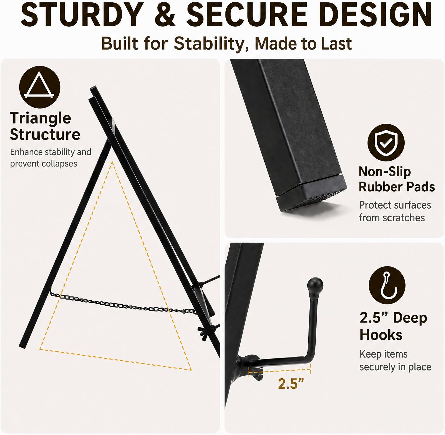 WRINGKIT Tabletop Easel Stand, 16.5 Inch Height, Metal, Black