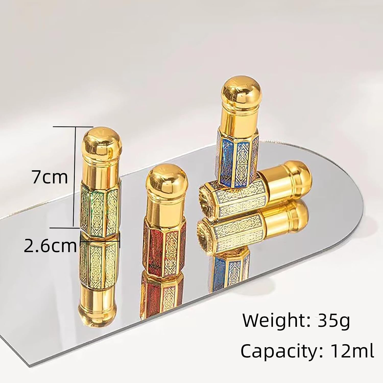 Joyeee 5 Pack 12ml Essential Oil Bottles, Refillable Sample Vials Roll On Travel Bottles Container, Empty Perfume Holders, Electroplated Colorful Octagonal Glass Roller Bottles for Aromatherapy