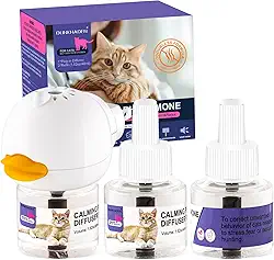 O difusor de feromônio calmante para gatos reduz o conflito entre gatos, alívio eficaz da ansiedade para gatos e gatos, calmante 48 ml, 3 refis para todos os gatos, 3 pacotes