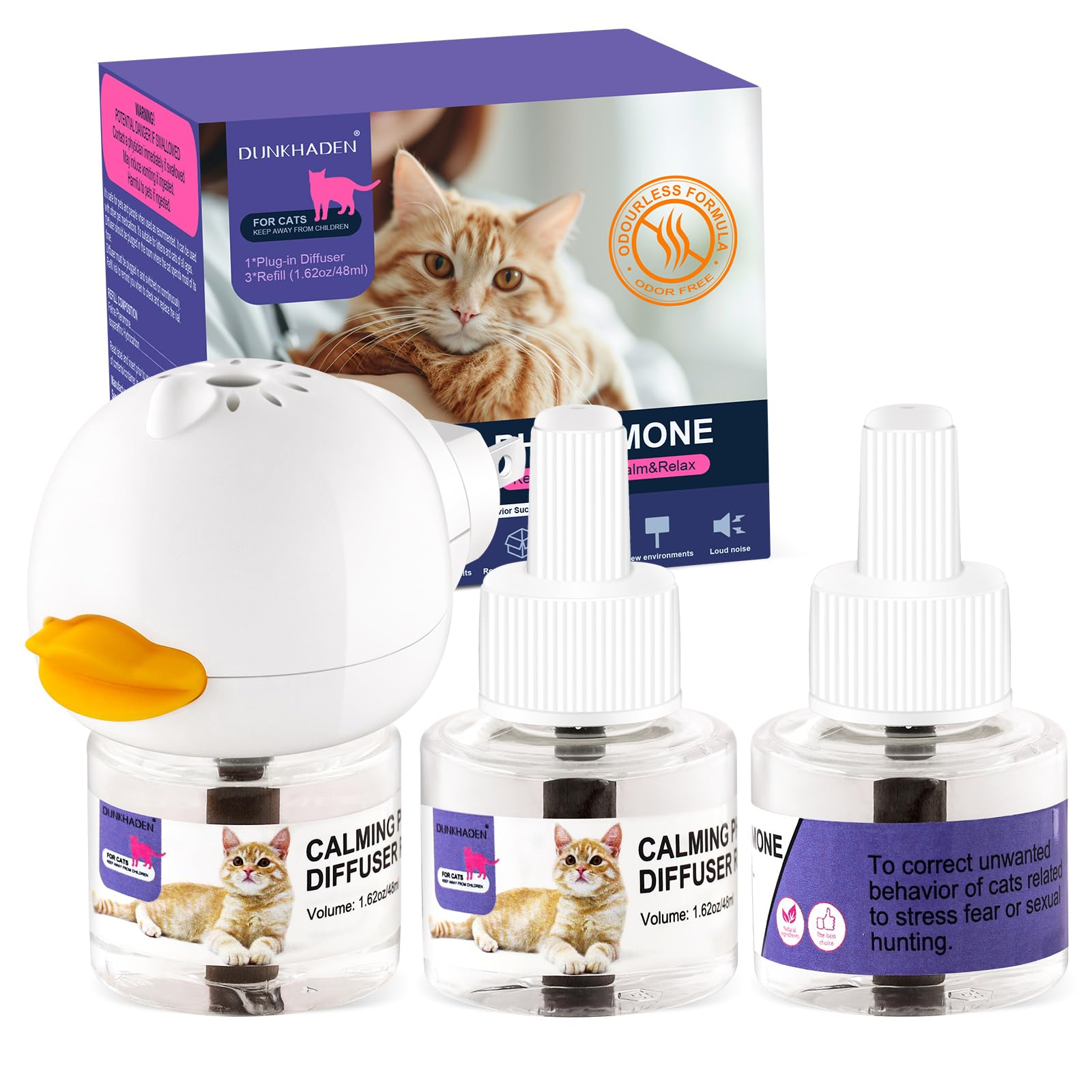 Cat Calming Pheromone Diffuser Reduces Conflict Between Cats Effective Anxiety Relief for Cats & Cat Calming Soothing 48ML 3 Refills Fits All Cats, 3 Packs