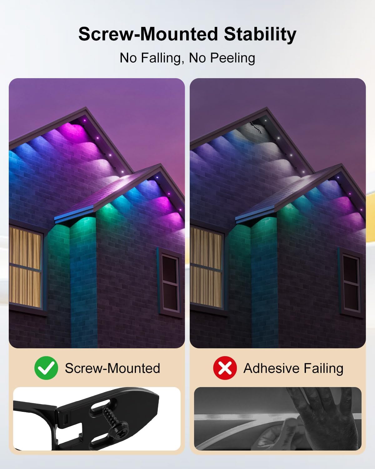 Gable Light Clips Fit for Govee H706,Gable Mounting Brackets with Cable Management, Screw-Mounted Clips for Permanent Outdoor Lights, Compatible with Govee H706 Series 12-Pack Black