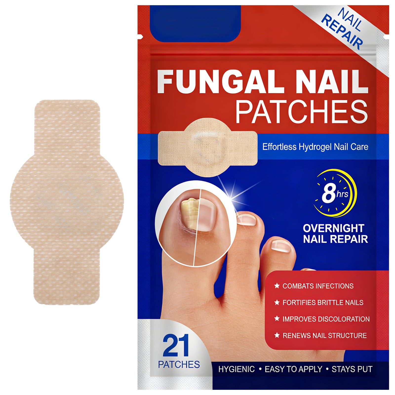 21 Pezzi Fungal Nail Patches con 1 Cuscinetto Antiusura, Cerotti per Micosi Delle Unghie, Micosi Unghie Piede