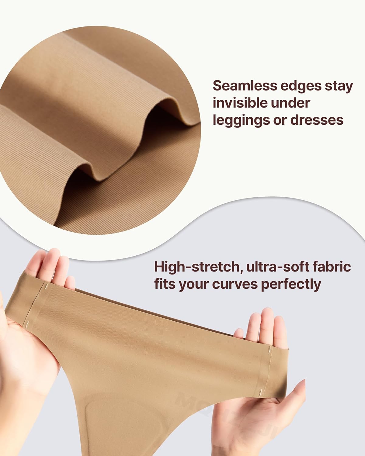 Seamless Thongs for Women No Show Thong Panty Liners Workout T-back Panties for Women Invisible Underwear 2 Pack - Image 6