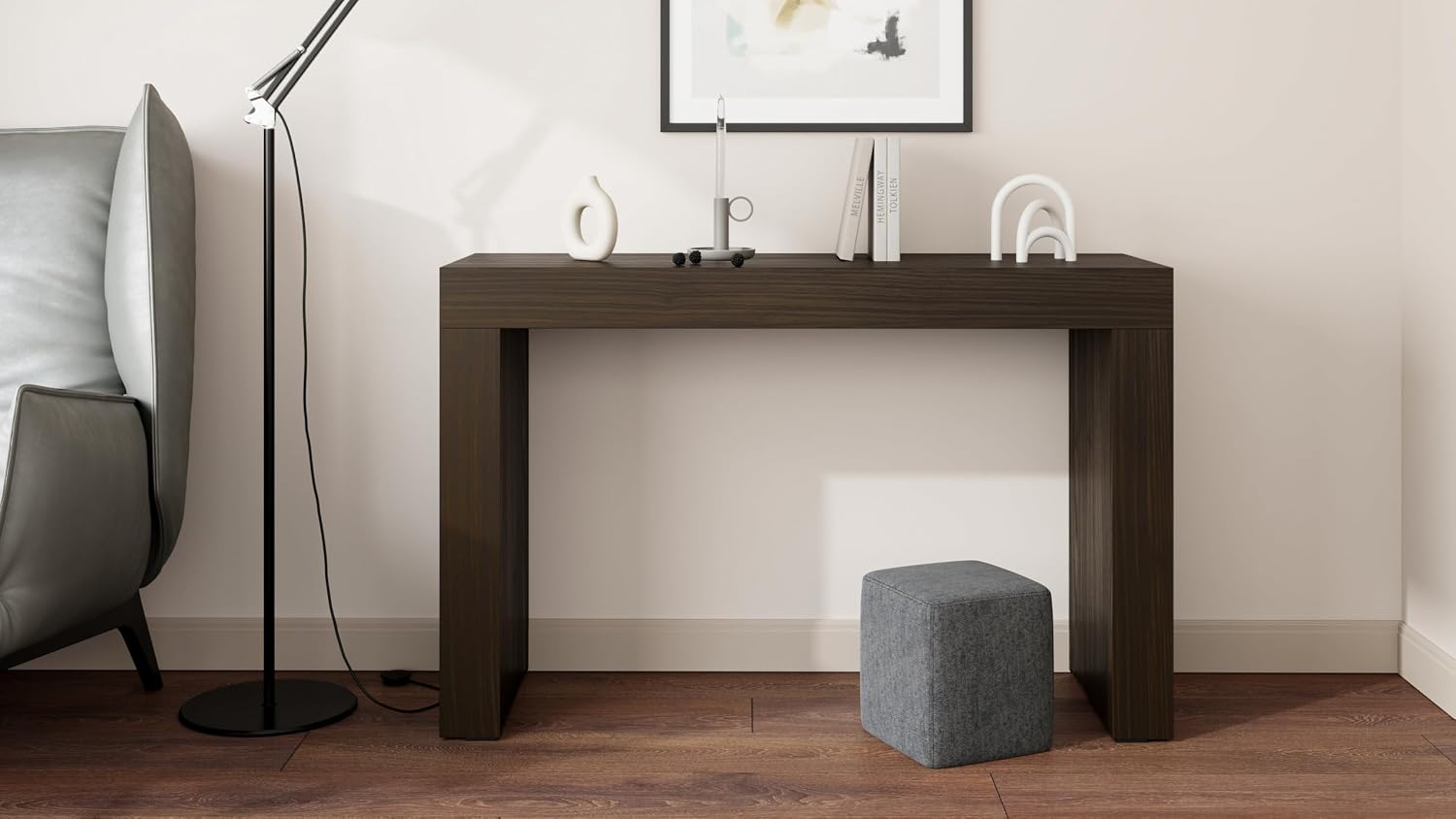 Mobili Fiver, Evolution Console Table 47.2 x 15.7 in, Dark Walnut, Made in Italy