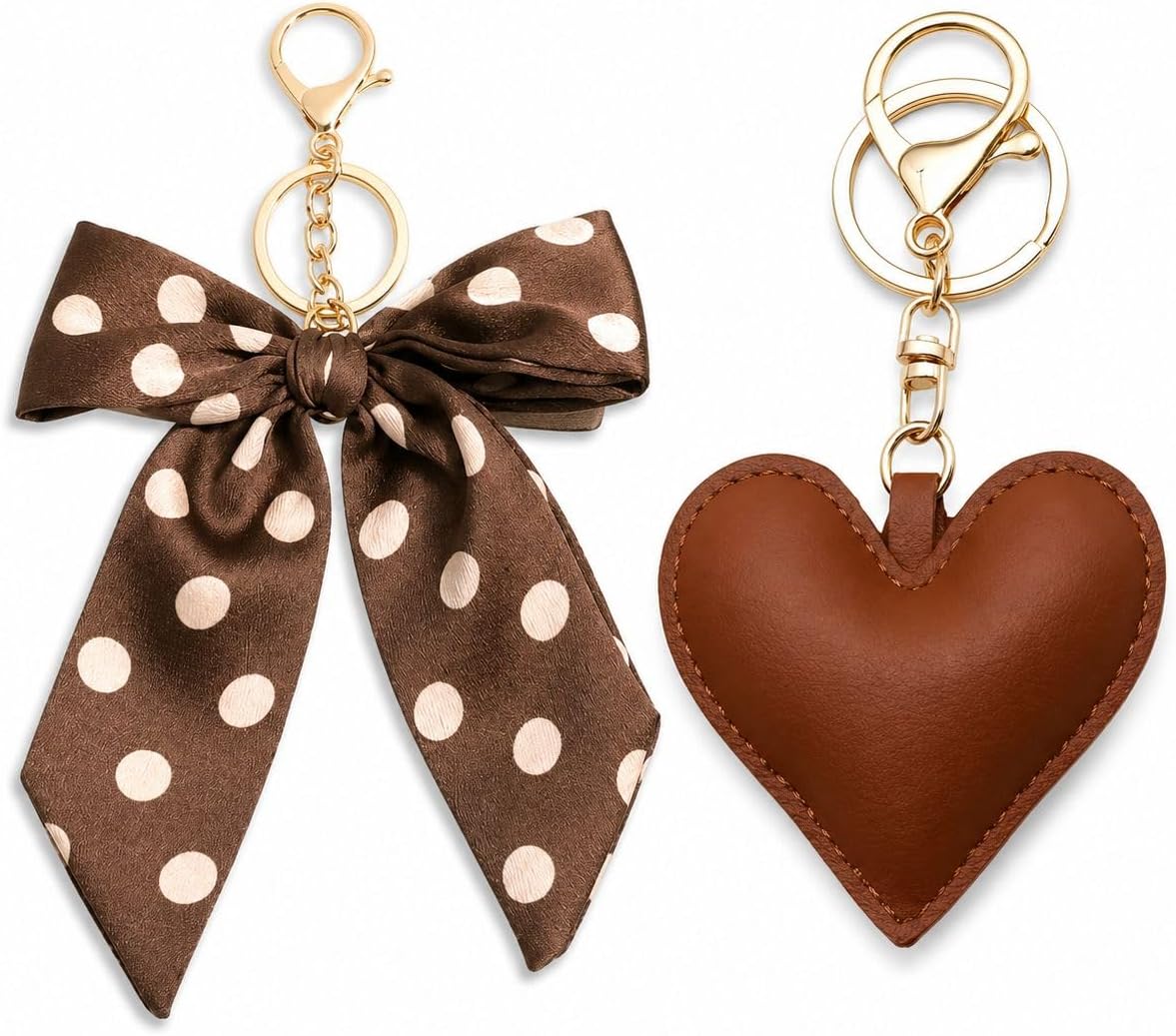 Heart Bow Keychain Set Polka Dot Purse Charms for Handbags Backpacks