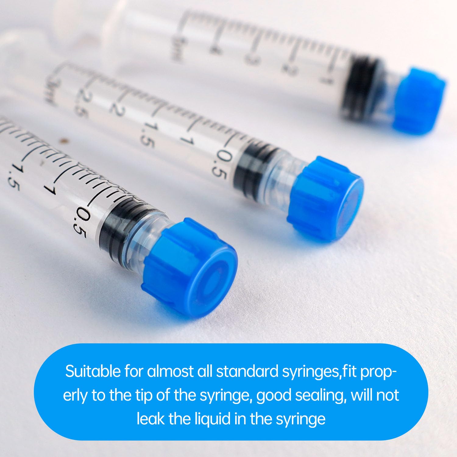 50 Pcs Syringe Tip Caps with Storage Box - Fits Luer Lock & Luer Slip Syringes Cap, Easy Dispensing for Feeding Tubes & Lab Use, Non-Sterile, Blue