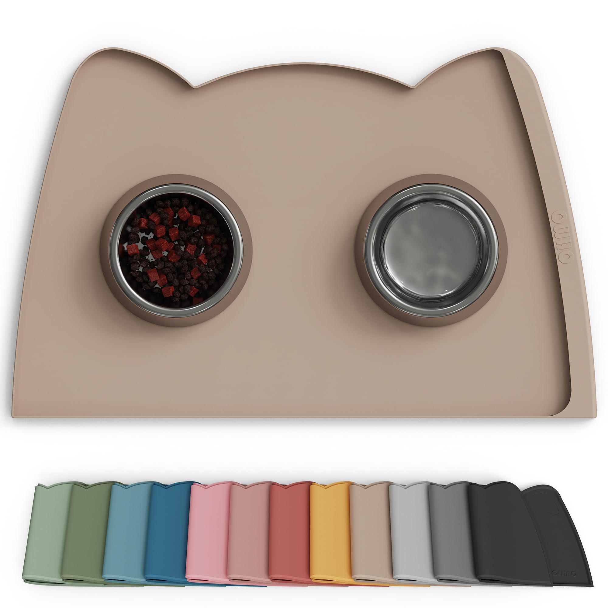 OHMO Cat Food Mat(60x38cm) Silicone Waterproof Dog Bowl Mat, Non-Skid Large Dog Food Mat,Pet Feeding Mat for Food and Water, Easy to Clean Pet Placemat