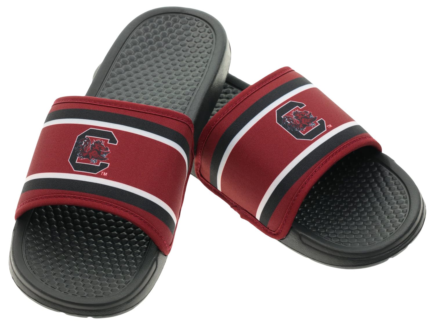 FOCO NCAA Printed Team Logo and Color Stripes Comfortable Slide Sandals