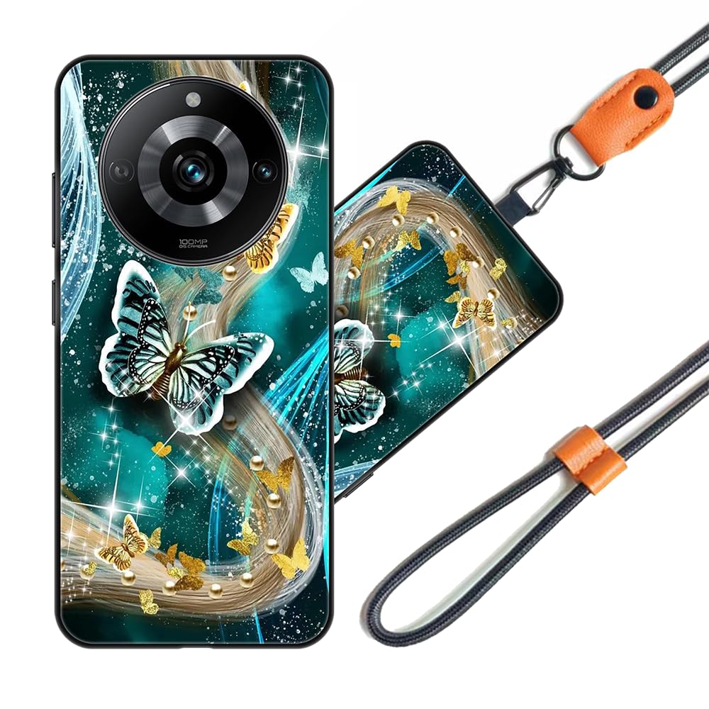 JEZSTHAI Cover Compatibile con Realme 11 Pro+ 5G Custodia in Silicone TPU Morbido con Cordino/Laccio Tracolla Cellulare,Antiurto AntiGraffio Protettiva Bumper Case con Disegno Motivi,Cover*A04