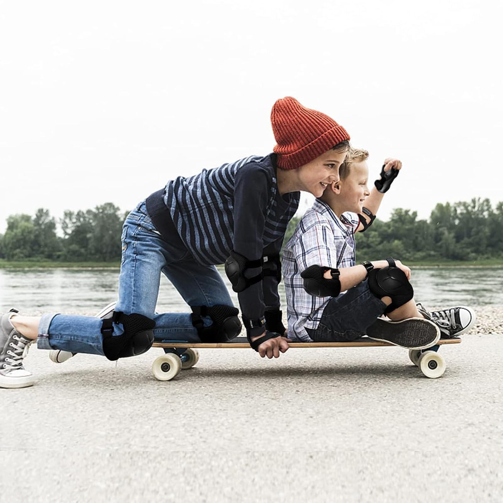 Ensemble Protections 6 En 1 Adulte - Genouillères, Coudières Et Protège-Poignets Réglables Pour Skate, Roller, Scooter