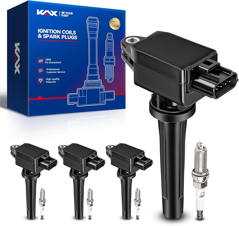 Kit de bobinas de ignição UF656 e velas de ignição 93501 KAX para Mazda – 4 bobinas e 4 velas