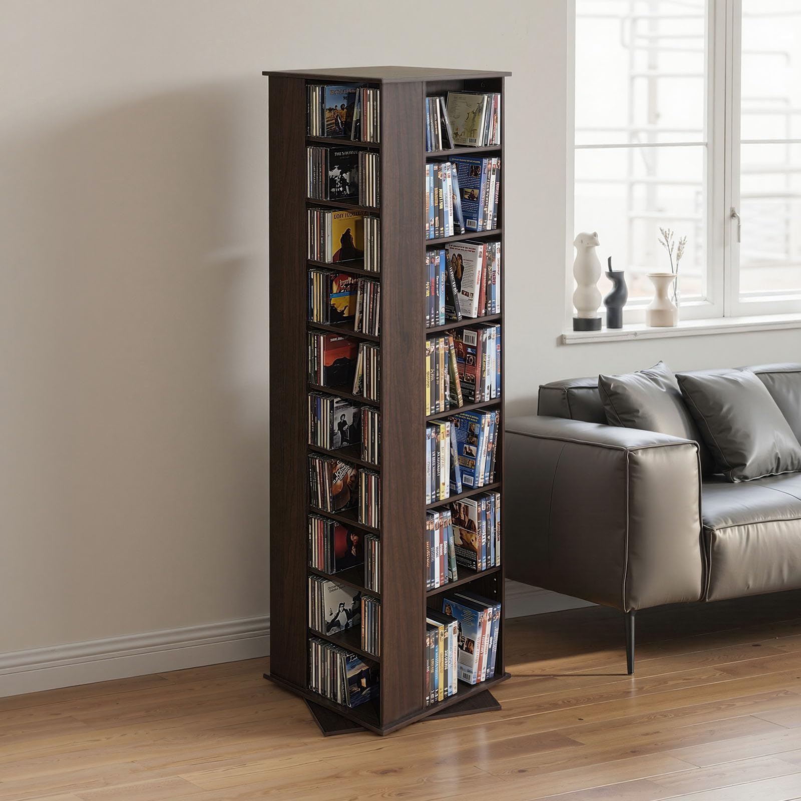 VEVOR Armadietto Portaoggetti Multimediale, Ripiano per DVD, Contenere Fino a 1040 CD, Ripiani CD Regolabili Gabinetto, Protegge Organizza Collezioni di Musica Film Videogiochi Cimeli Espresso