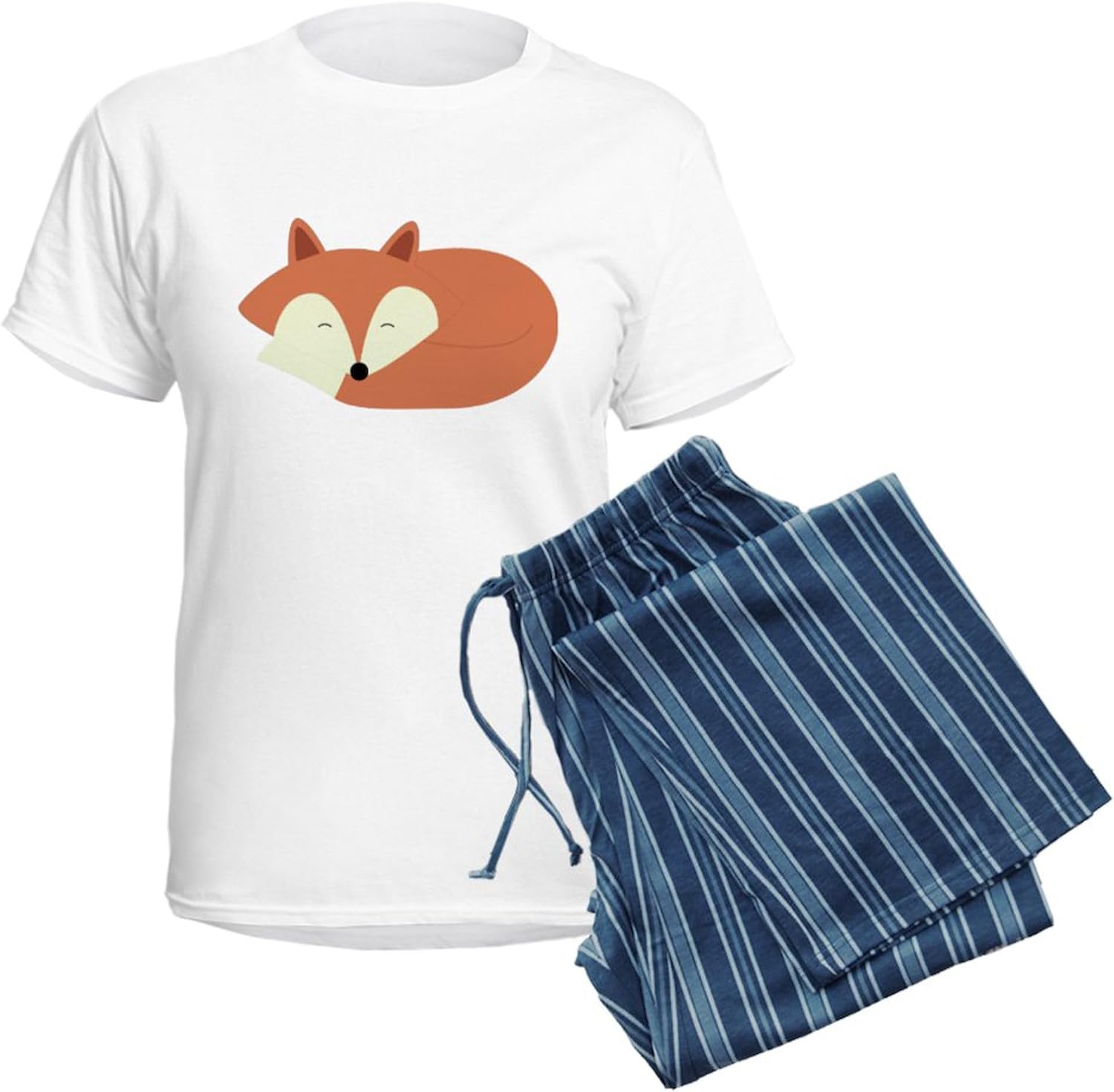 CafePress Sleepy Red Fox Women's Light Pajamas Women's Novelty Cotton Pajama Set, Comfortable PJ Sleepwear