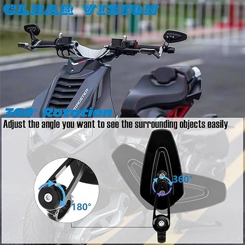 Vista 2 de Espejos de barra para motocicletas, espejos universales de 3 pulgadas, espejo retrovisor lateral redondo plegable compatible con Honda Gom, scooter
