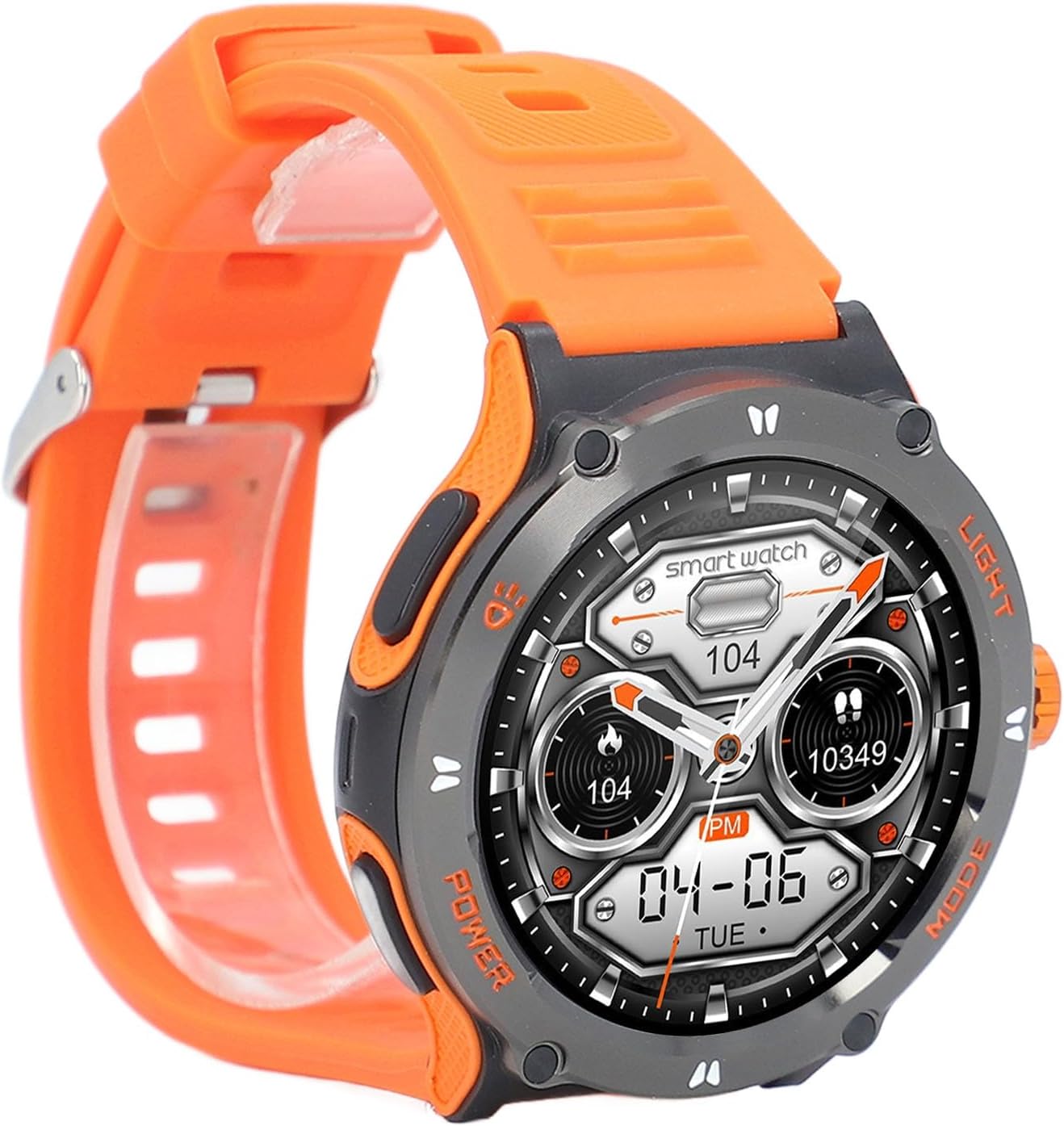 Fitness Smartwatch, Multiple Sports Modes 5.3 Smart .53 Inch with Built in Compass for Hiking (Orange)