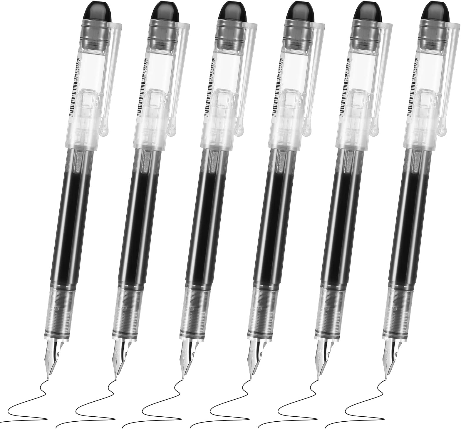 6 Pieces Ink Disposable Fountain Pens Colorful Set