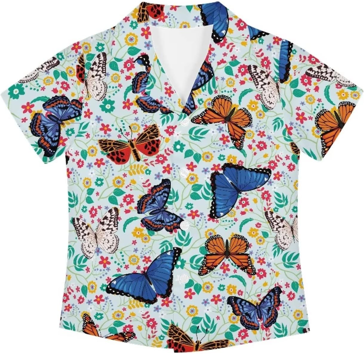 Unique Hawaiian Shirt for Boys V Neck Button Down Cute Summer Tropical Shirts Kids Beach Outfits