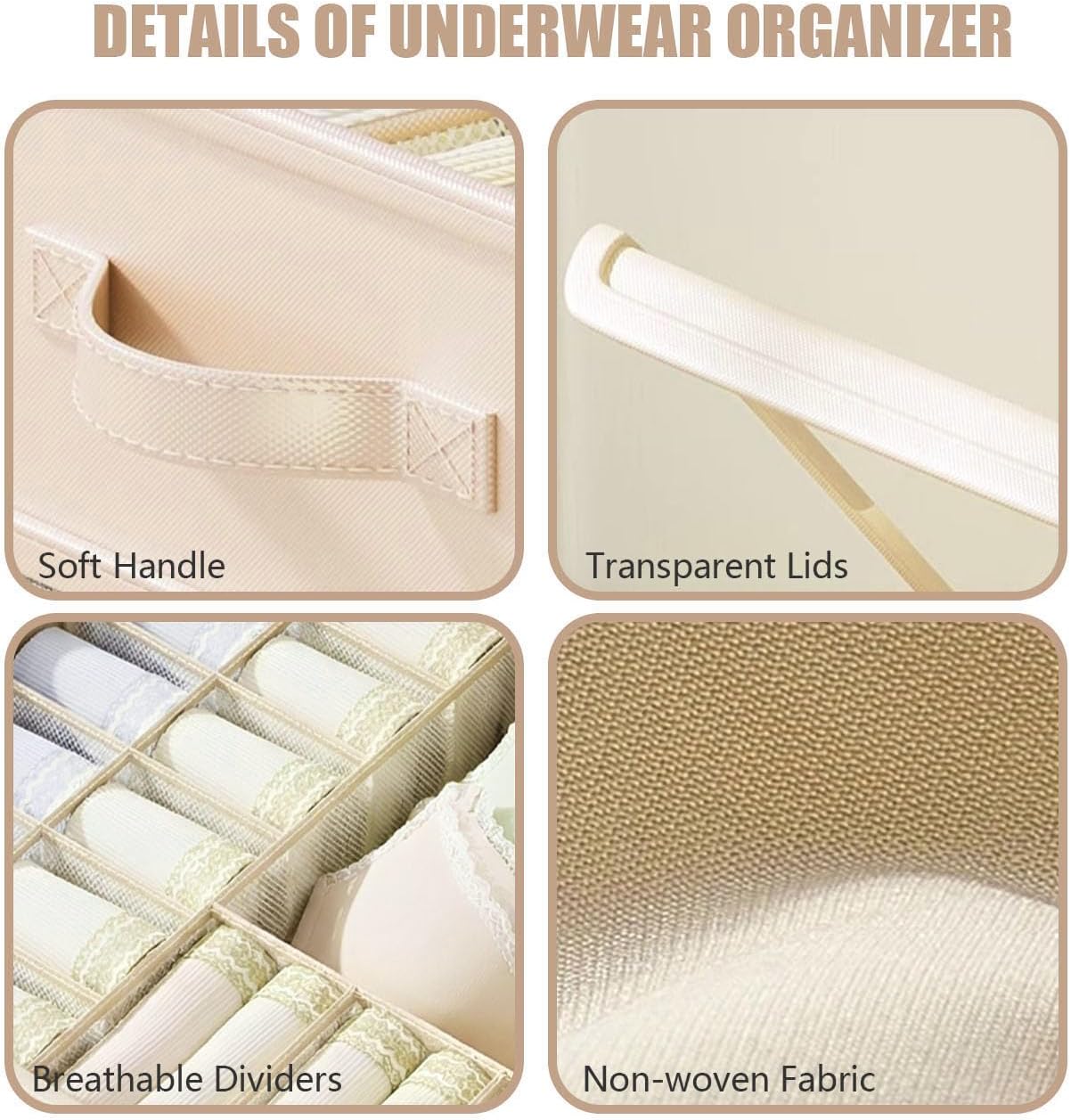 1 Pack Drawer Organizers Clothes, 17 Cell with Lid | Underwear Storage Box