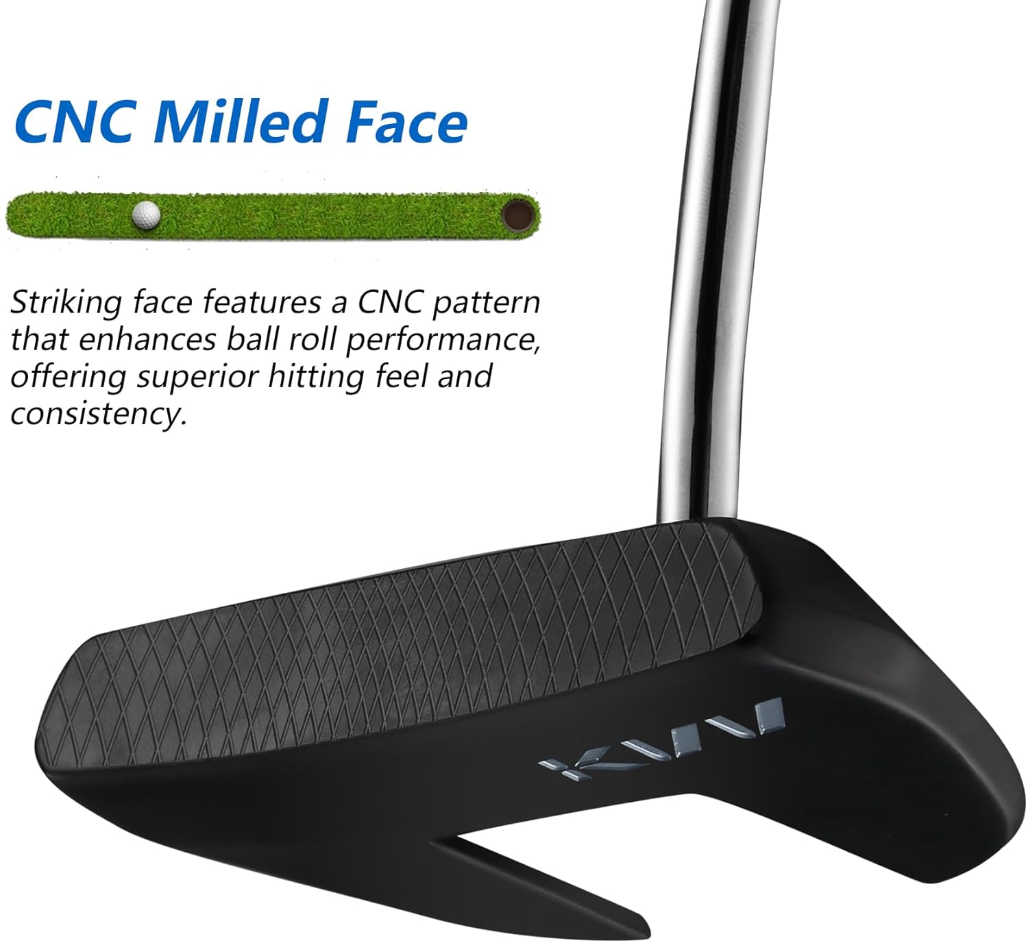 KVV Golf Putter for Man & Women, Right-Handed Golf Club Putter with Alignment Aid, Premium Grip and CNC Milled Face