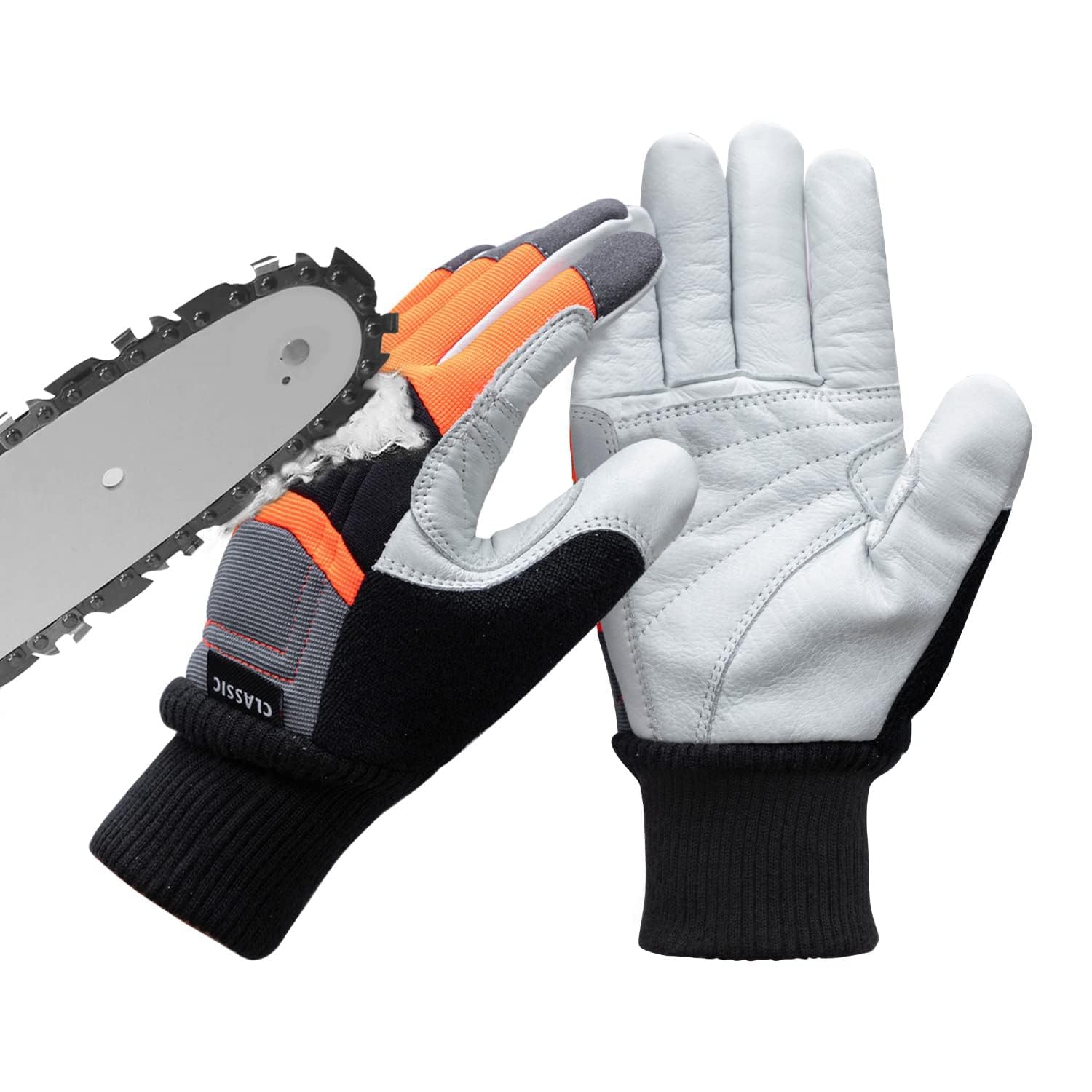 YARDMARIS Anti-Cut Leather Chainsaw Gloves