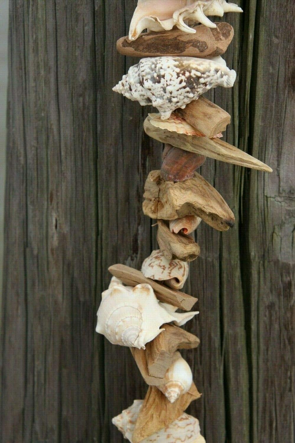 Natural Handcrafted Driftwood Seashell Garland, 66" Long, Nordic Garland