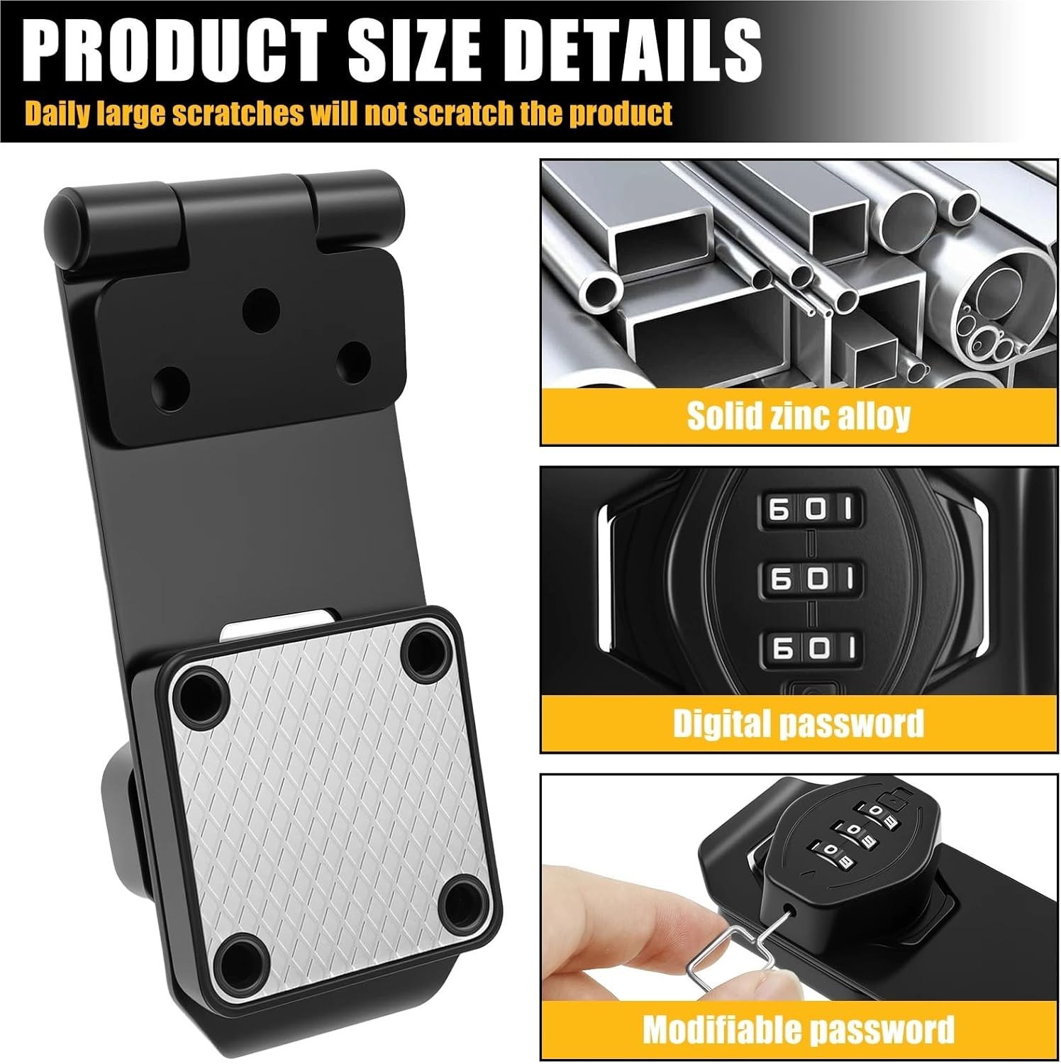 2pcs Password Rotary Hasp Locks Door Security Slide Latch Lock Digit Combination for Small Doors, Cabinets, Barn, Ba