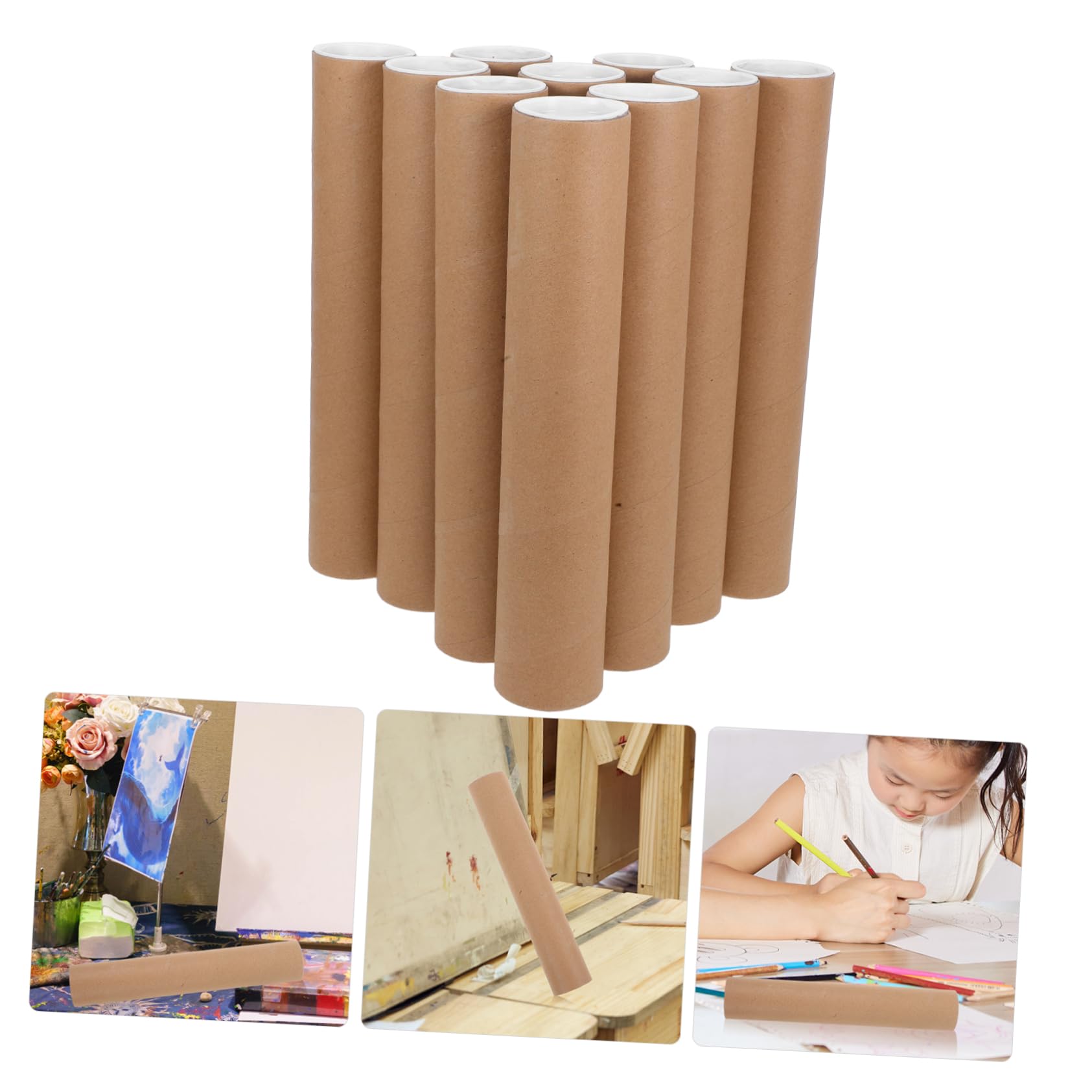 10pièces Tubes Expédition Carton Blanc Lot pour Emballage Protection de Documents Affiches Dessins